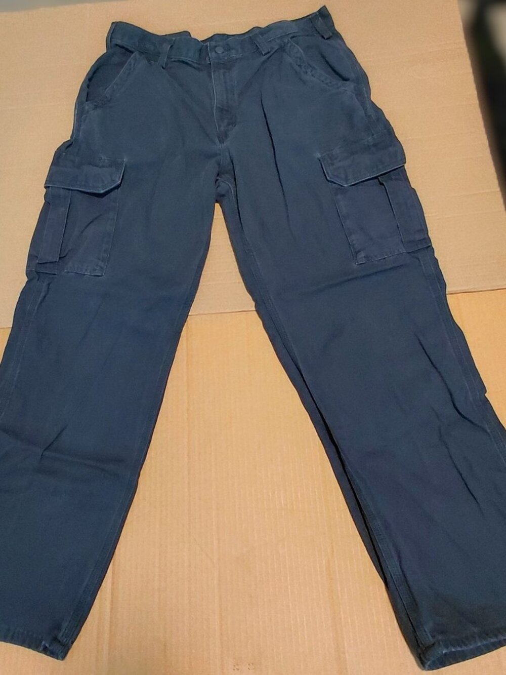 Carhartt Flame Resistant Canvas Cargo Work Pants Men's Navy Blue 36 x 30